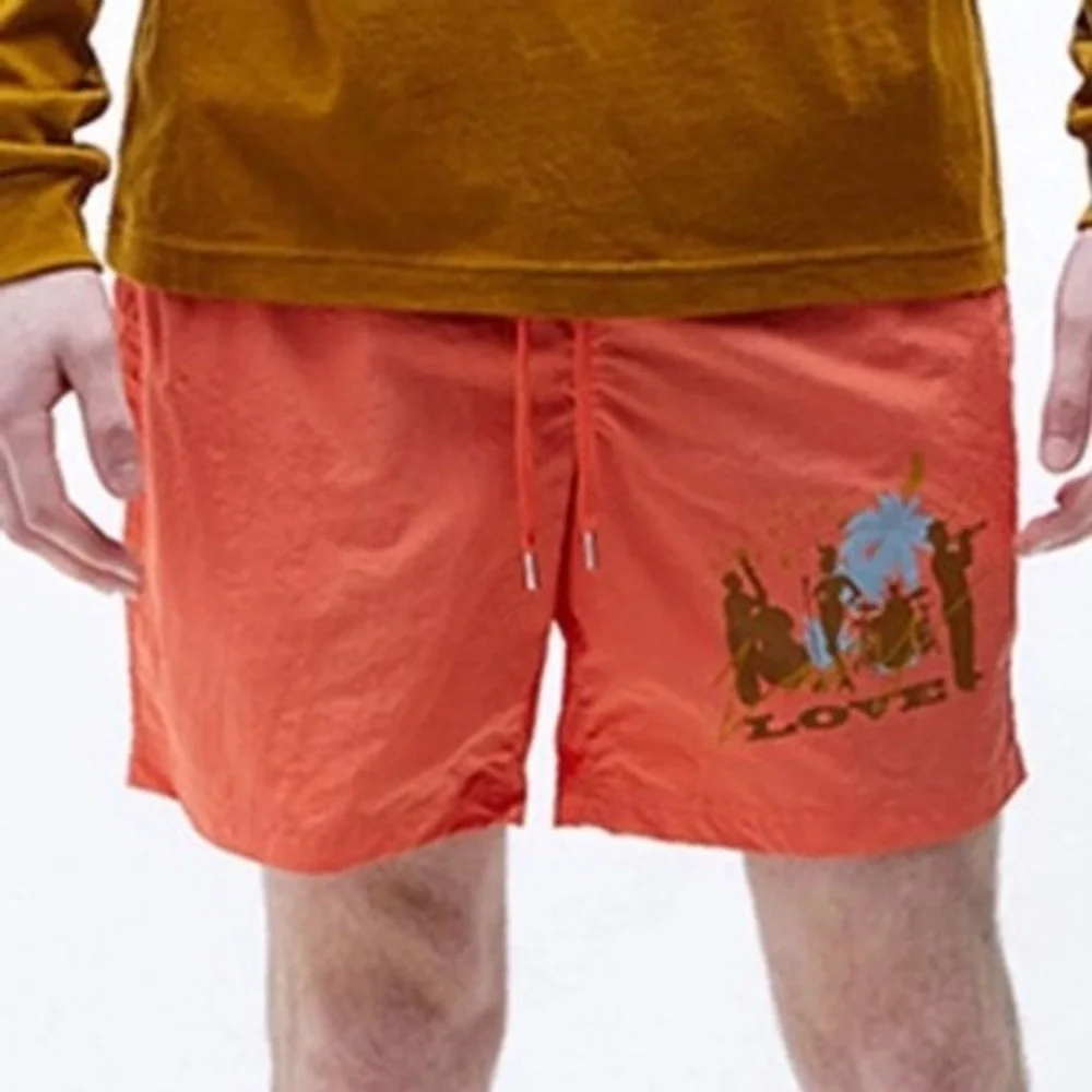 Playboy x PacSun Love Nylon Swim Trunks Neon Orange Large